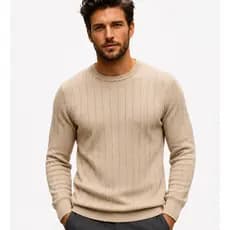 Suéter Blusa Tricot Masculino Manga Longa Slim Fit Outono Inverno Chique leve Elegante