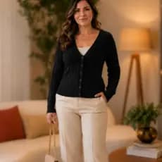 Casaco Feminino Casaquinho Tricot Modal Justo com Botão Delicado Elegante Tricô