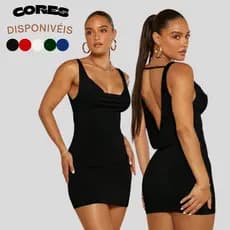 Vestido Feminino Verão Tubinho Alcinha Decote Degagê Solto Em Suplex - Essencial Chique