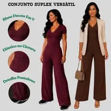 Conjunto Versátil Manga Curta Decote V Academia Casual Liso Zero Transparência Suplex Flare
