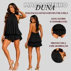 Macaquinho Feminino Gola Alta Frente Única com Saia Balonê E Short Por Baixo Tecido Duna Premium