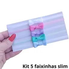 kit com 5 Lacinhos Laço Cor Rosa Tiarinhas para Bebês Meia de seda Laços RN