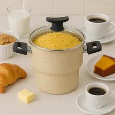 Cuscuzeiro Teflon Cor Granito Bege Cozinha Cuscuz Nordestino Paulista Tampa de Vidro Café da Manhã