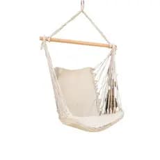 Rede De Descanso Modelo Cadeira  Suspensa Luxo Varanda Em Algodão Na Cor Cru Off White Suporta 120kg