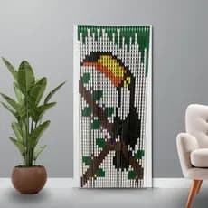 Cortina de Porta Divisor De Cômodos Estampada Com Desenho De Tucano