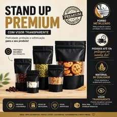 Stand Up Preto fosco visor 18x26 fecho ziplock 1000un
