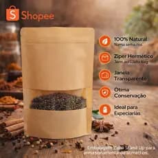 Saco Stand Up Pouch 10x15cm Kraft com visor | fecho ziplock