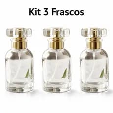 Kit 3 Frasco Vidro Spray Luxo Transparente com Dourado Elegante Essências 30ml
