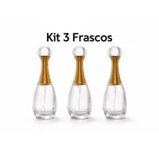 Kit 3 Frascos Princesa Dourado Luxo Transparente Spray Essências 25ml