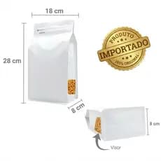 Saco Box Pouch Branco 18x28cm Ziplock Café Grãos 50un
