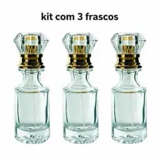 Kit Frasco Vidro com Spray Luxo Elegante Perfume 30ml Sofisticado Dourado