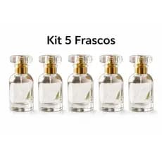 Kit 5 Frascos Vidro Spray Elegante Luxo Transparente Porta Perfume Tampa Dourada Essências Viagem 30ml
