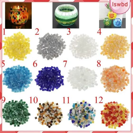 [Lswbd] 250 Peças De Azulejos De Mosaico De Vidro Vítreo Quadrado Colorido Para Suprimentos 10x10mm