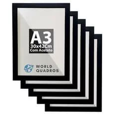 Kit 05 Molduras A3 30x42CM Com Acetato e Fundo Para Quadros Diplomas | Certificados | Fotos