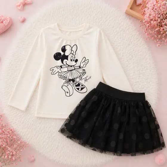 Conjunto Infantil  Menina Minnie 1 a 10 anos Tule Blogueirinha dia dia fashion para passeios e festas princesa estilosa