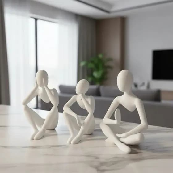 Trio Estatuetas Decorativas Pensadores Minimalista Branco