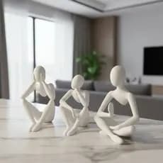 Trio Estatuetas Decorativas Pensadores Minimalista Branco