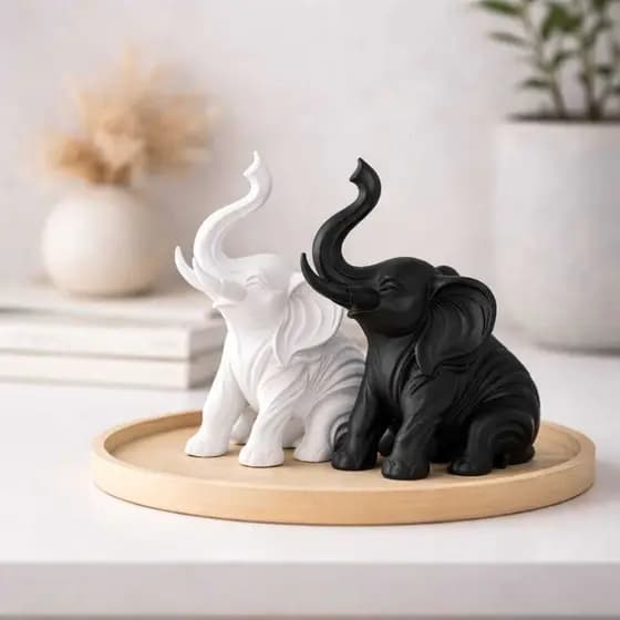 Kit 2 Elefantes da sorte Decoração para Sala Quarto simbolo de boas energias e Prosperidade Feng Shui Luxo