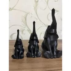 Trio Elefantes da Sorte Decorativo Geométrico Minimalista Prosperidade Casa Presente