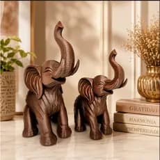 Casal de Elefantes da Sorte 17 e 15cm  decoração Moderna Elegante prosperidade para o quarto sala e escritorio