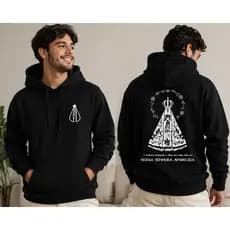 Moletom Religioso Nossa Senhora Aparecida Unissex Blusa de Frio Canguru Estampada Fé Confortável Flanelado Presente