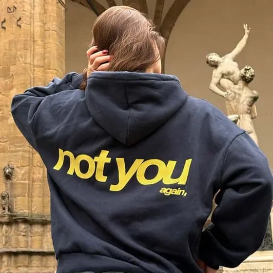 Moletom Feminino Not You Again Oversized Hoodie Aesthetic Tumblr Pinterest Blusa de Frio Inverno