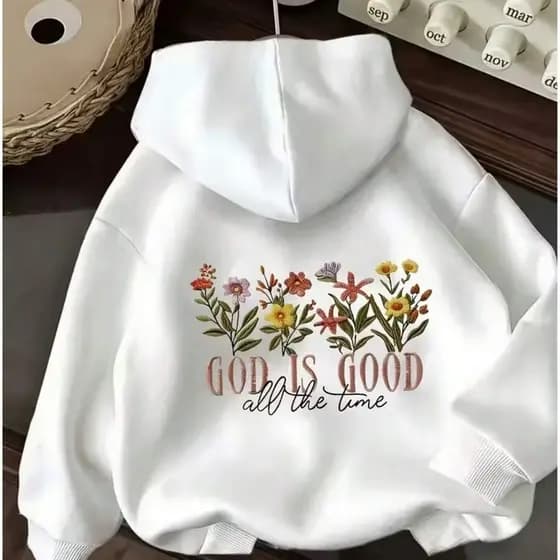 Blusa Moletom Quente Religioso Deus é Bom Casaco de Frio Com Capuz e Bolso Manga Comprida Confortável God is Good Quente