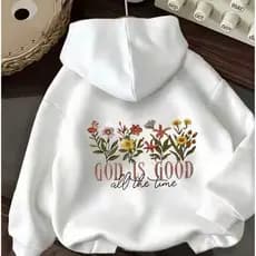 Blusa Moletom Quente Religioso Deus é Bom Casaco de Frio Com Capuz e Bolso Manga Comprida Confortável God is Good Quente