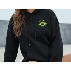Blusa de Frio Bandeira do Brasil Moletom Brasileiro Hoodie Casual Fashion Streetwear Blusão Premium