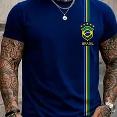 Camiseta Brasil Masculina Algodão Seleção Futebol Copa Camisa Seleção Brasileira Futebol Nacional Copa Do Mundo