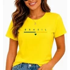 Camiseta Feminina Brasil Seleção Brasileira Casual Confortável Moderna Amarela Patriota Copa Torcedora Fashion