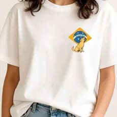 Camiseta Feminina Estampa Cachorro Caramelo Meme Bandeira do Brasil Estilosa Casual
