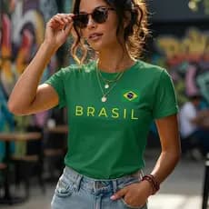 Camiseta Brasil Feminina Verde Brasil Core Casual Patriota Copa Moda Brasileira Premium