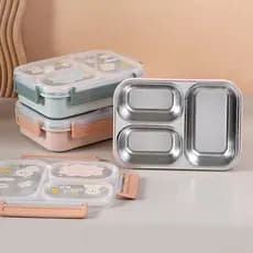 Marmita Térmica Lancheira Inox 3 Divisórias Bebê Criança Infantil Vedável