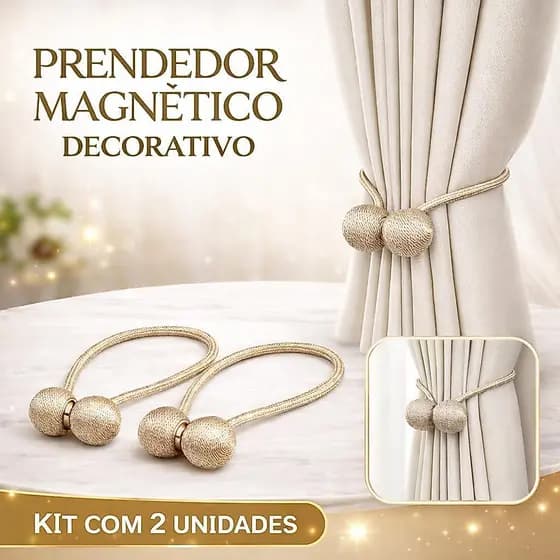 Kit 2 Prendedor Abraçadeira de Cortina Magnético Elegante Universal Luxo