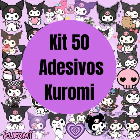 Kit 50 Adesivos Kuromi caderno, planner, agenda, copo, garrafa, à prova d'água.