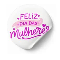 48 Etiquetas Adesivas 3x3cm Redondo Dia Das Mulheres Pink Branco