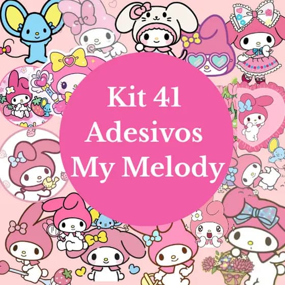 Kit 41 Adesivos My Melody caderno, planner, agenda, copo, garrafa, à prova d'água.