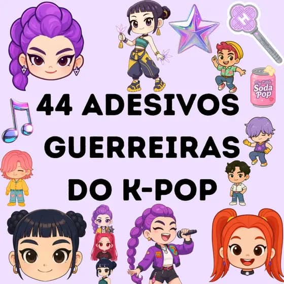 Kit 44 Adesivos Guerreiras do K-Pop caderno, planner, agenda, copo, garrafa, à prova d'água.