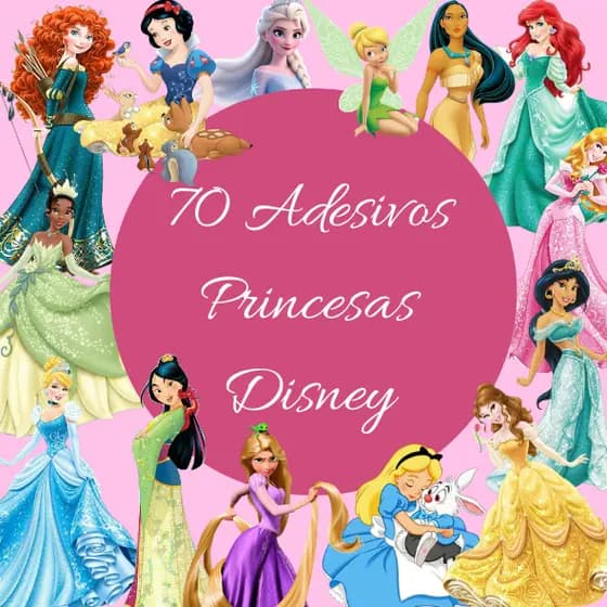 Kit 70 Adesivos Princesas da Disney caderno, planner, agenda, copo, garrafa, à prova d'água.
