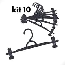 Kit 10 Cabides Pendurar Saia Calça Jeans + Presilha Reforçado Super Resistente Plástico