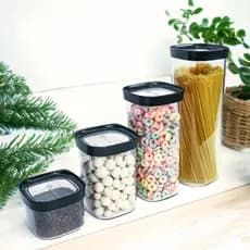 Monte Seu Kit Potes Herméticos Quadrado Acrílico Empilháveis Porta Mantimentos Cozinha