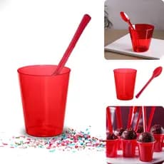 Kit 100 Copinho Acrílico 25ml Docinho Brigadeiro + Colher