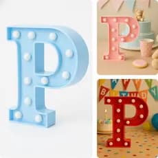 Letra Led "P" 3D Luminária Decoração Festa Letra Luminosa Decorativa 22cm Abajur