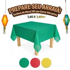 Kit Toalha Mesa TNT Festa Junina 1,40 x 1,40m  Colorido Decoração Caipira Arraial São João