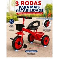 Triciclo Motoquinha Duas Cesta Vermelho Velocipede Infantil