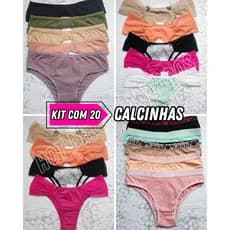 Kit 20 Calcinhas Algodão e Poliamida Estampas E Cores Variadas