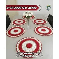 Kit 6 Sousplat em Crochê Mesa Posta Decoração Jogo Americano