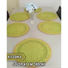 Kit com 6 Peças de Crochê Decorativas Jogo para Mesa Posta Decoração