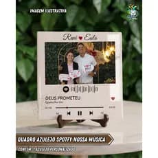 Quadro Azulejo Spotify Personalizado com Foto e Música Presente Namorados com Suporte MDF